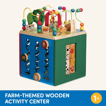 Battat Wooden Activity Cube - 5-Sided Play Center with Bead Maze, Doors Battat