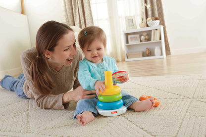 Fisher-Price Baby’s First Blocks & Rock-a-Stack Toy Set, Bucket of 10 Shapes & Ring Stacking Activity for Developmental Play Ages 6+ Months Fisher-Price