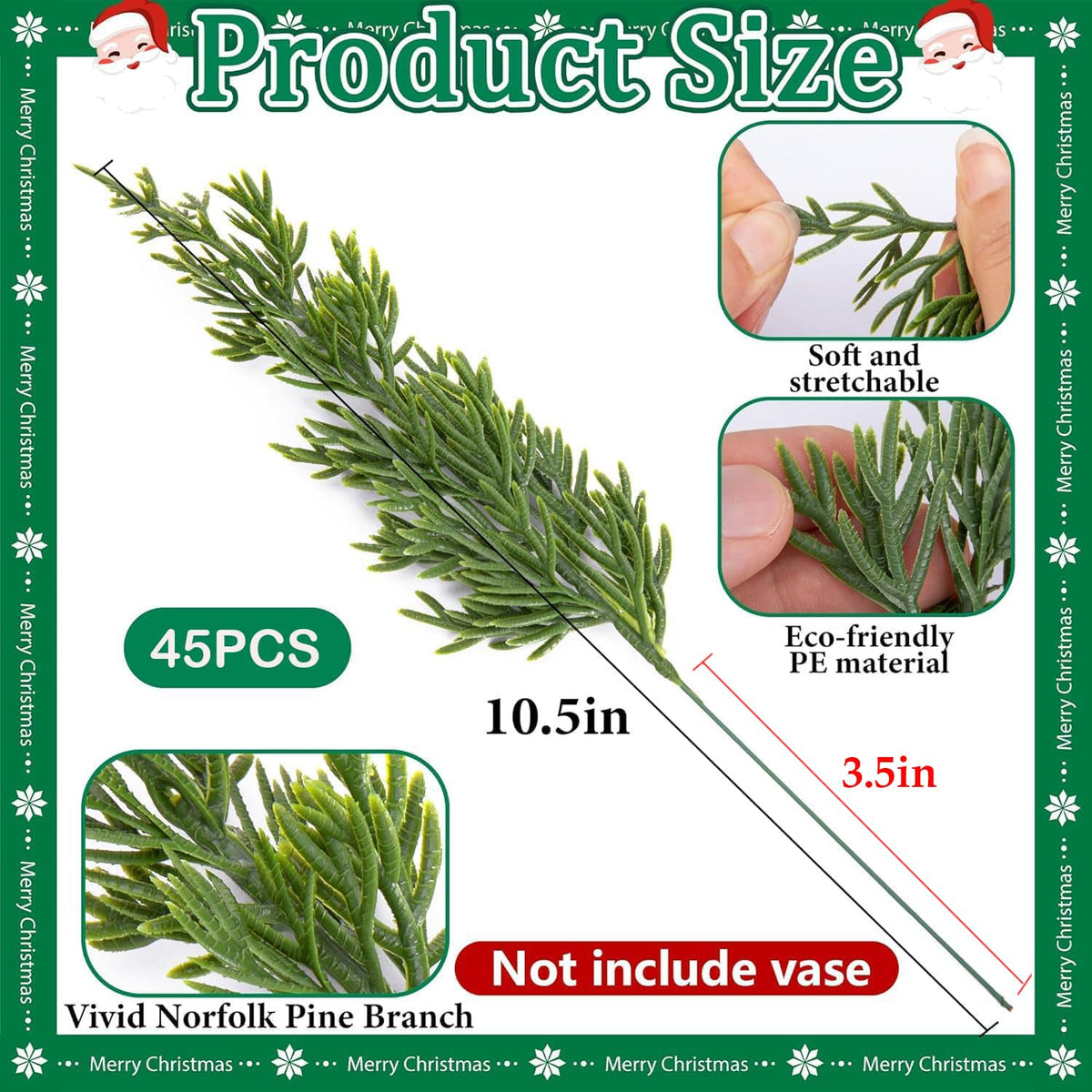 Watayo 60 Pcs Christmas Artificial Pine Branches with Red Berry Stems, 10.5" Faux Evergreen Norfolk Pine Cypress Leaves Stems, Fake Foliage Pine Needles Picks for DIY Craft Garland Home Decor 🍁 All In One Marketplace Canada