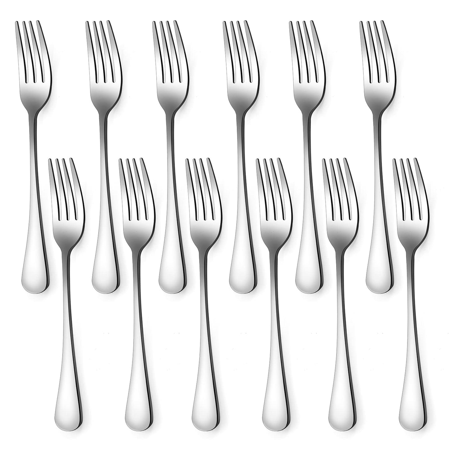 Set of 12, Stainless Steel Dinner Forks Silverware Set, Heavy-Duty Dinner Forks (8 Inch) Cutlery Set, Dishwasher Safe (Silver) - Available at All In One Marketplace Canada