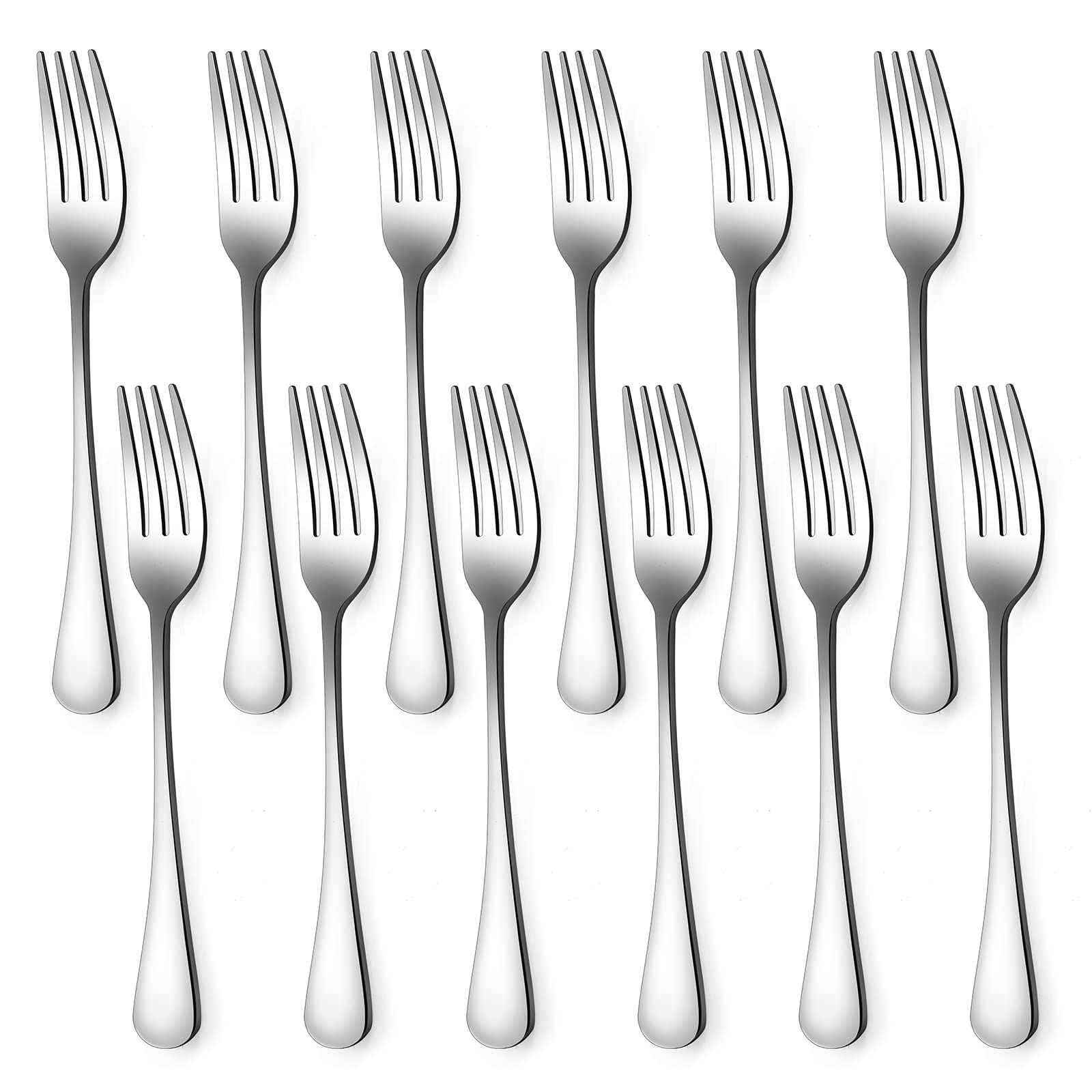 Set of 12, Stainless Steel Dinner Forks Silverware Set, Heavy-Duty Dinner Forks (8 Inch) Cutlery Set, Dishwasher Safe (Silver) - Available at All In One Marketplace Canada