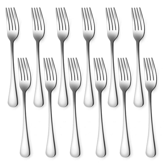 Set of 12, Stainless Steel Dinner Forks Silverware Set, Heavy-Duty Dinner Forks (8 Inch) Cutlery Set, Dishwasher Safe (Silver) - Available at All In One Marketplace Canada