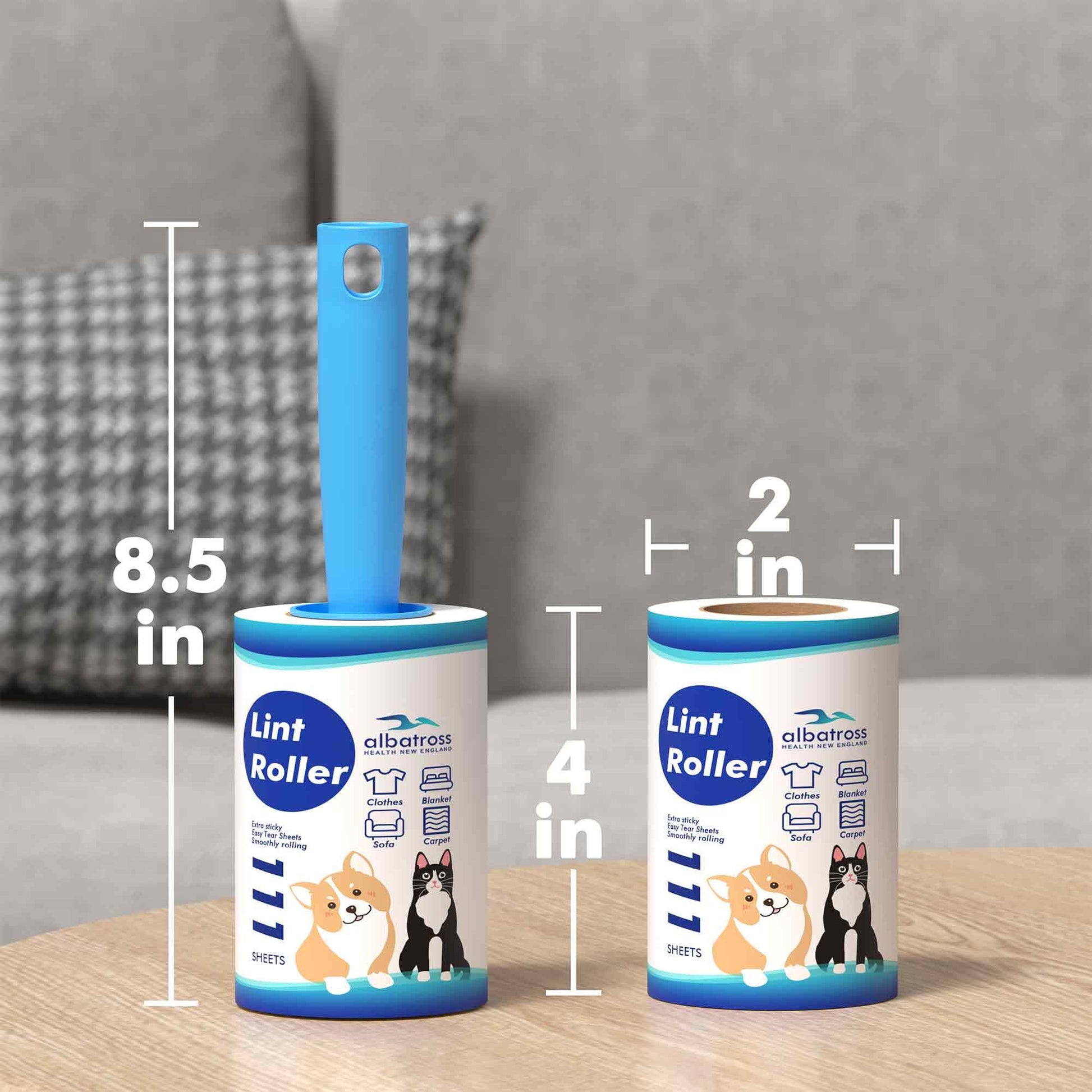Lint Rollers for Pet Hair Extra Sticky, 800 Sheets (8 Rollers) Mega Value Set Lint Roller with 2 Upgraded Handles, Pet Hair Removal Tool for Clothes, Furniture, Carpet, Dog & Cat Hair Remover - Available at All In One Marketplace Canada