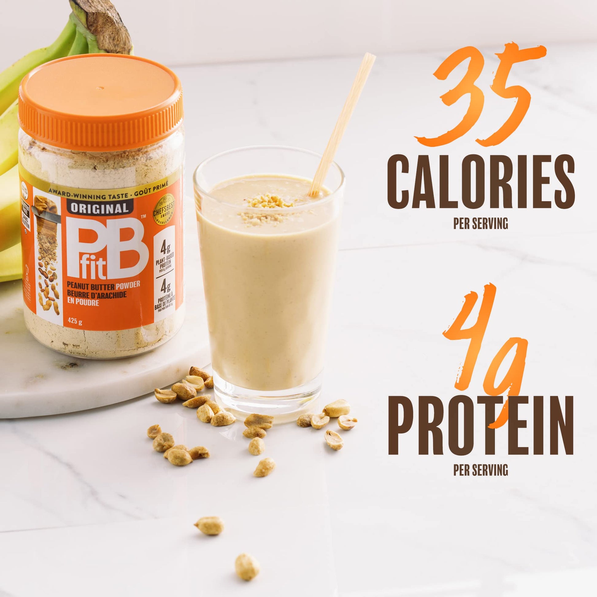 PBfit All-Natural Peanut Butter Powder, Peanut Butter Powder from Real Roasted Pressed Peanuts, Low in Fat High in Protein, 4g of Protein, 425g (15oz) - Available at All In One Marketplace Canada