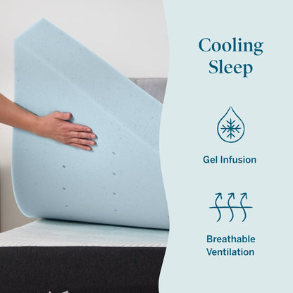LUCID 4 Inch Gel Memory Foam Mattress Topper-Ventilated Design-Ultra Plush-Twin XL