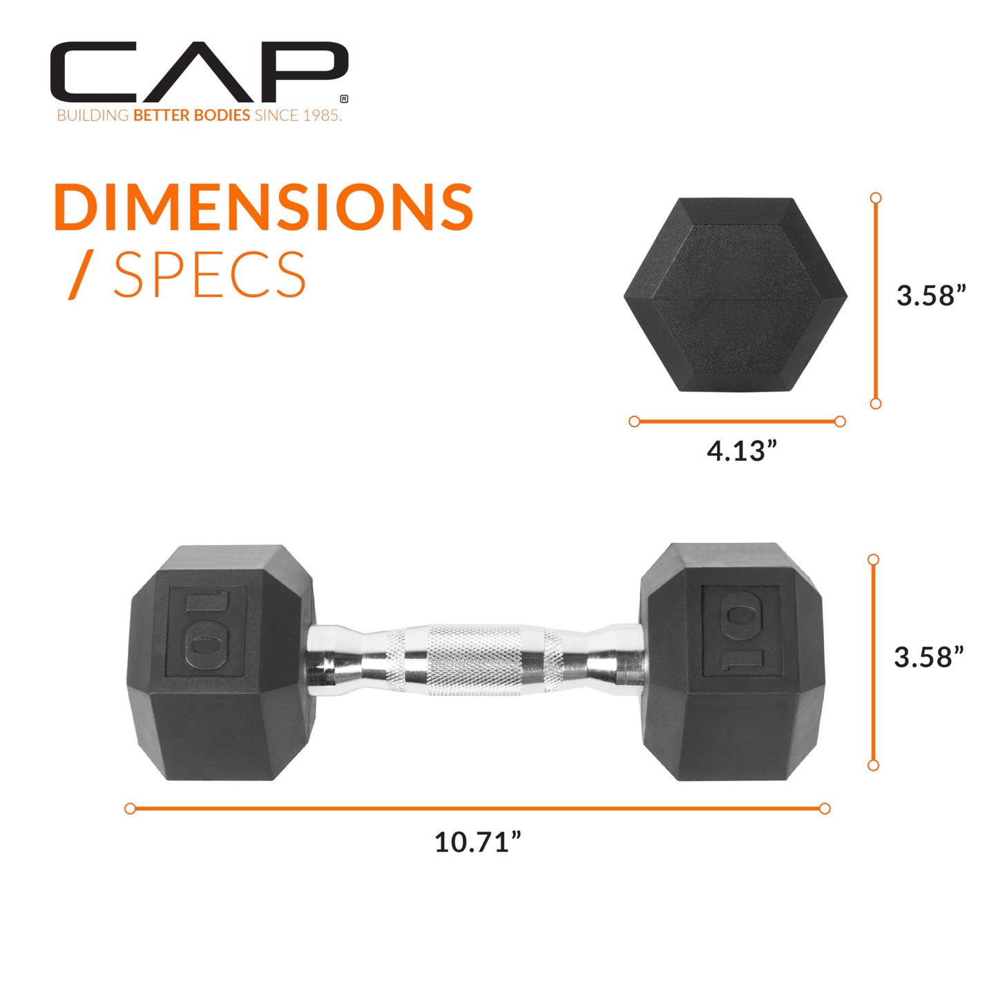 CAP Barbell 10 LB Pair Coated Hex Dumbbell Weight