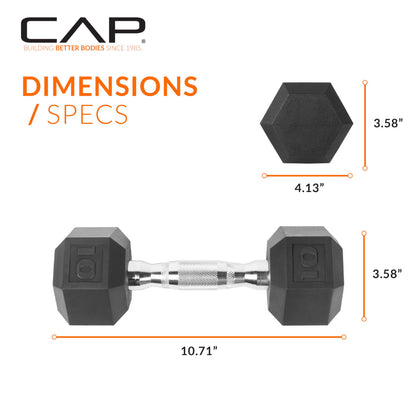 CAP Barbell 10 LB Pair Coated Hex Dumbbell Weight