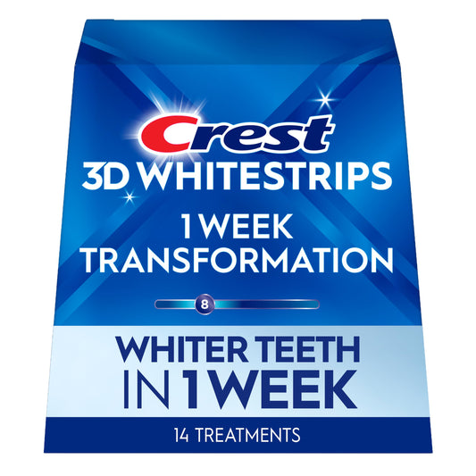 Crest 3D Whitestrips 1 Week Transformation At-home Teeth Whitening Kit, 14 Treatments, 8 Levels Whiter