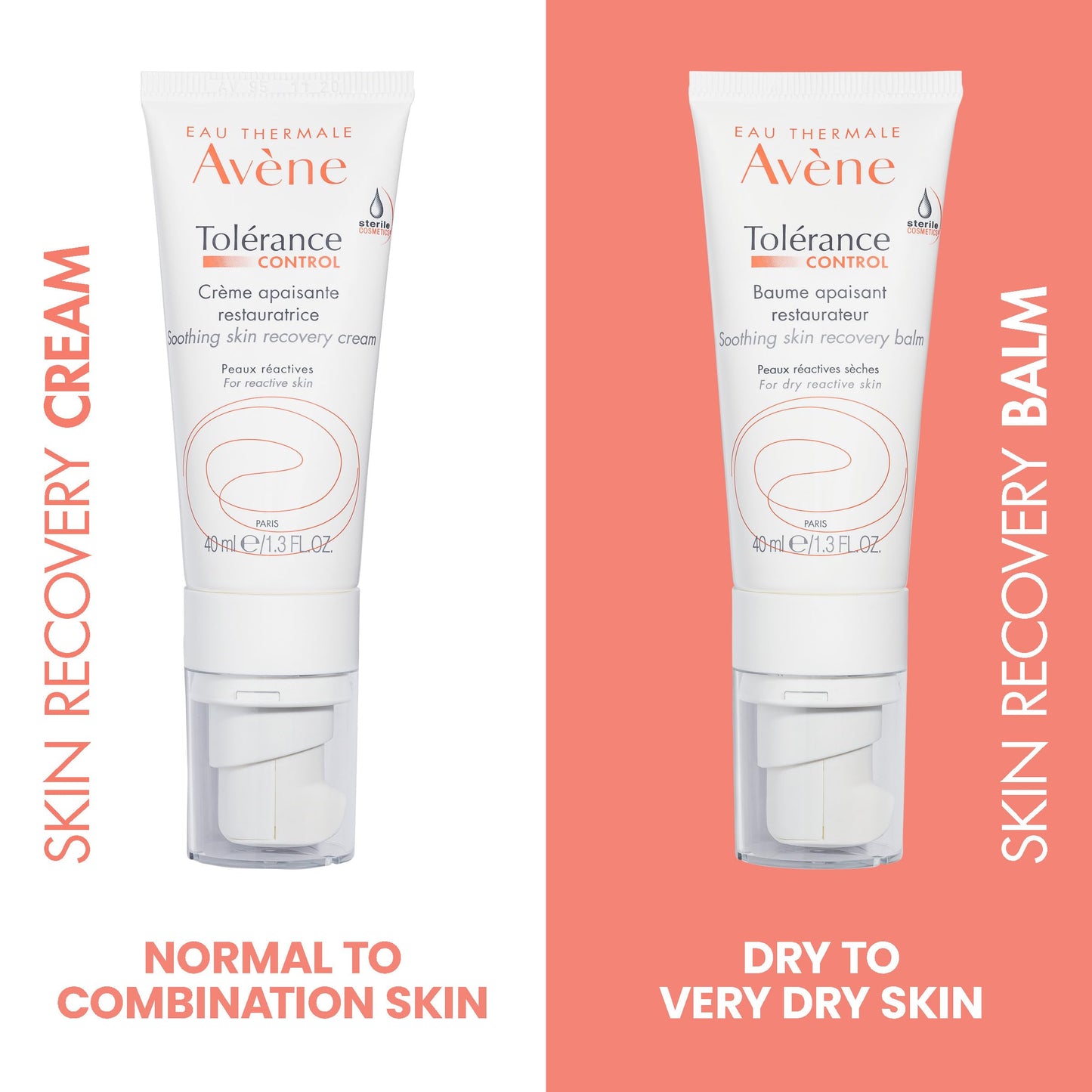 Eau Thermale Avene Tolerance Control Soothing Skin Recovery Cream, For all Hypersensitive, Reactive, Intolerant and Allergic skin, Normal to Combination skin, Tube with Sterile Cosmetic pump, Day Cream, 40 ml - Available at All In One Marketplace Canada