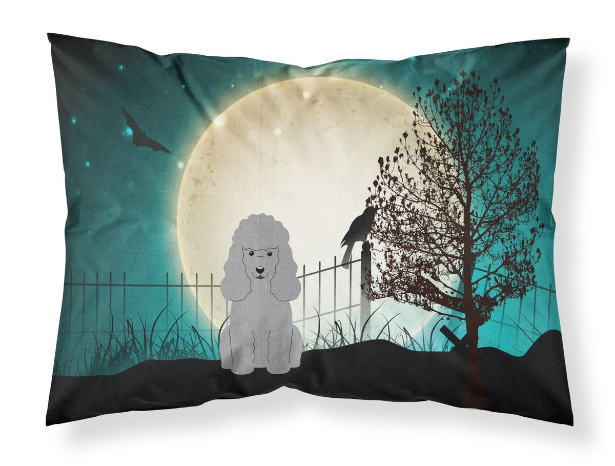Caroline's Treasures BB2258PILLOWCASE Halloween Scary Poodle Silver Fabric Standard Pillowcase Lightweight Super Soft Easy Care Decorative Artwork Pillowcase, Standard