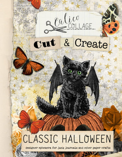 Livre d'éphémères classique d'Halloween à découper et créer : Éphémères de designer pour junk journals, art journals et autres créations en papier