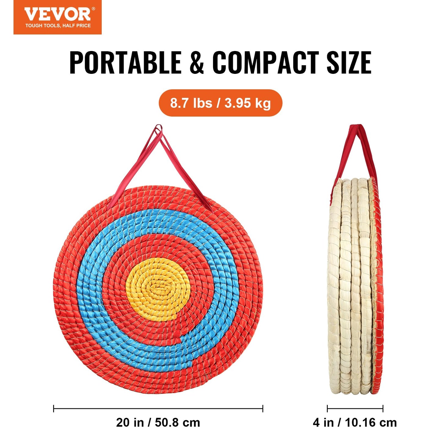VEVOR Archery Target, 5 Layers 20" Arrow Target, Traditional Solid Straw Round Archery Target Shooting Bow, Hand-Made Arrows Target, Coloured Rope Target for Backyard Outdoor Hunting Shooting Practice VEVOR