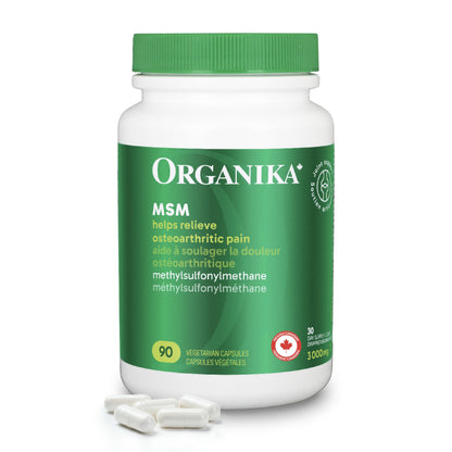 Organika MSM - Joint Support and Inflammation Relief Supplement | Supports Healthier Joints, Bones and Cartilage | Stronger Hair, Skin and Nails | Potent Antioxidant | 1,000mg of MSM - 90 vcaps Organika