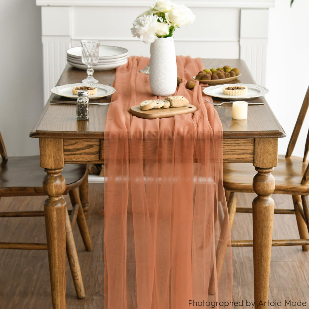 Artoid Mode Terracotta Gauze Table Runner 120 Inch 10FT, Seasonal Sheer Kitchen Dining Holiday Wedding Birthday Baby Shower Table Decor for Home Party 🍁 All In One Marketplace Canada