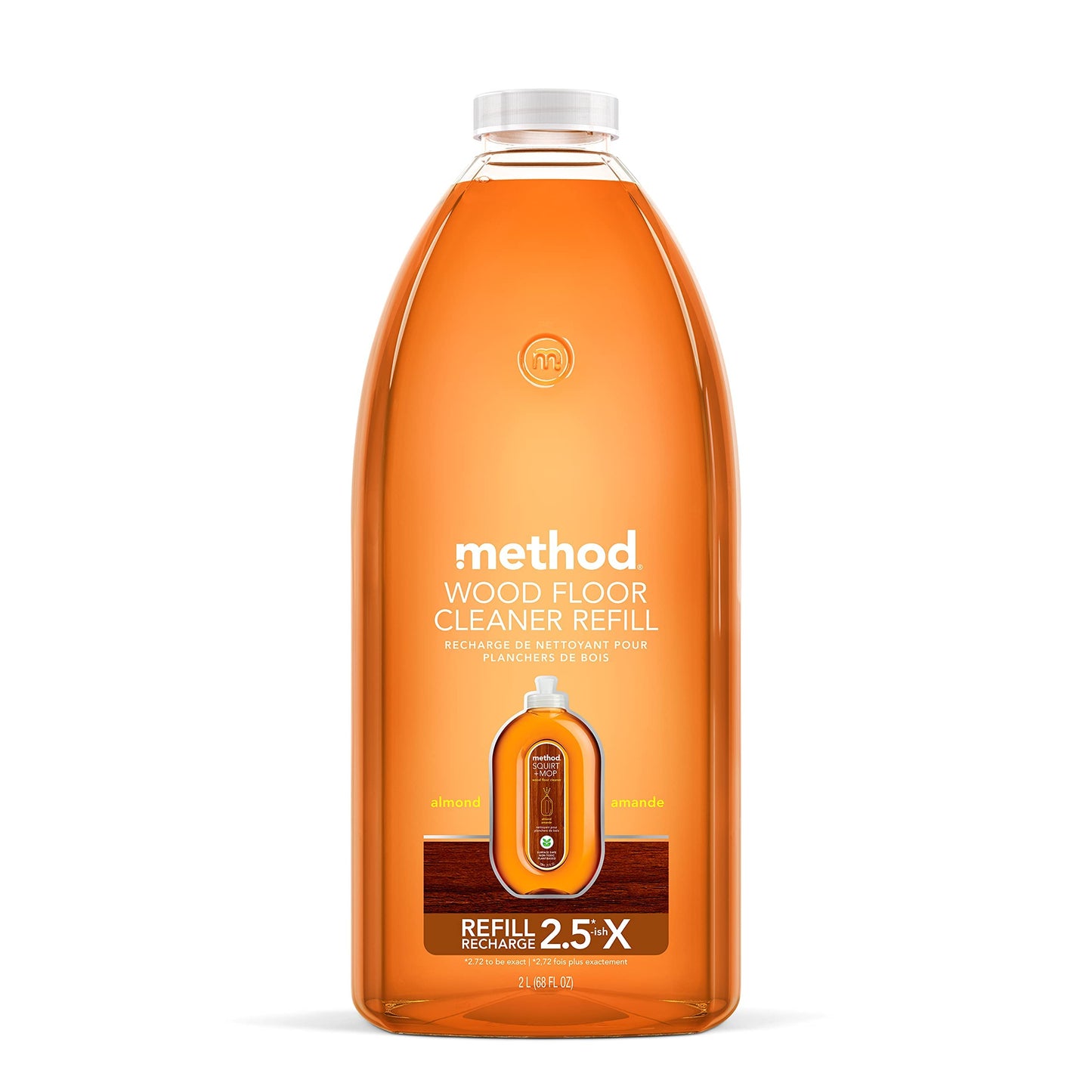 Method Hardwood Floor Cleaner, Squirt + Mop Refill, Use as Laminate or Sealed Wood Floor Cleaner, Almond Scent, 2 Liter Bottle, 1 Pack, Packaging May Vary Method