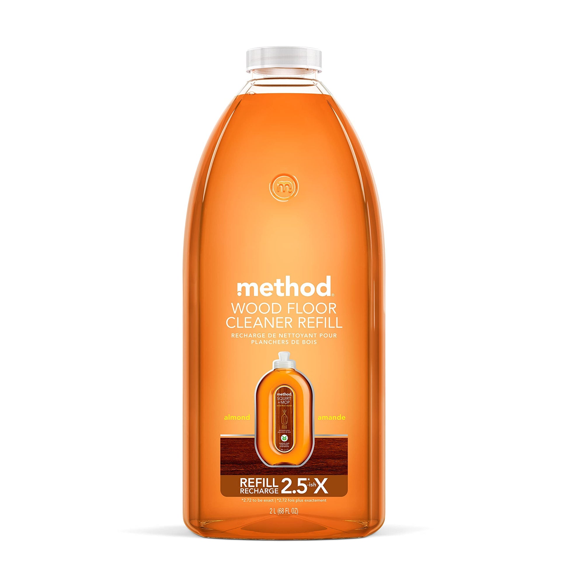 Method Hardwood Floor Cleaner, Squirt + Mop Refill, Use as Laminate or Sealed Wood Floor Cleaner, Almond Scent, 2 Liter Bottle, 1 Pack, Packaging May Vary Method