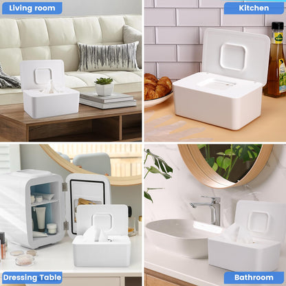 Lijroavy Baby Wipes Dispenser, Baby Wipe Holder for Fresh Wipes, Non-Slip Wipes Container, Refillable Baby Wipes Case with Sealing Design Lid (white)