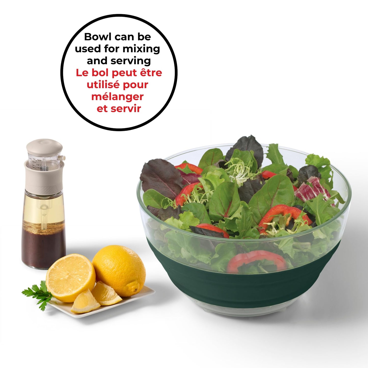 Starfrit Collapsible Salad Spinner 3L Capacity - Compact Storage - Basket Doubles as Colander - Bowl Can Be Used For Serving - Available at All In One Marketplace Canada