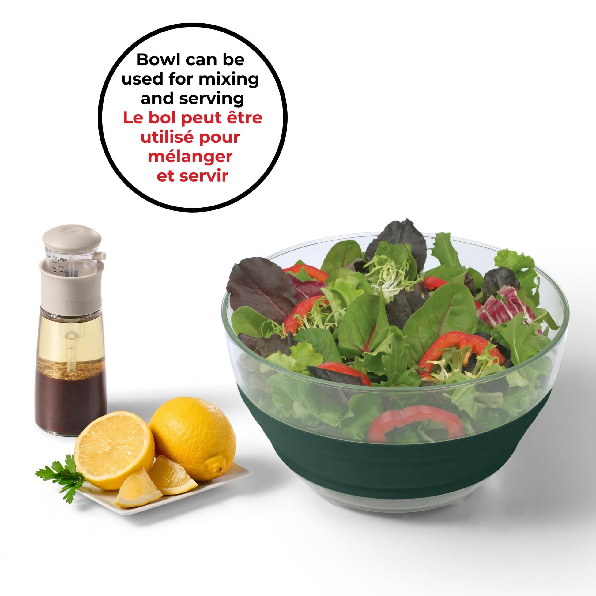 Starfrit Collapsible Salad Spinner 3L Capacity - Compact Storage - Basket Doubles as Colander - Bowl Can Be Used For Serving - Available at All In One Marketplace Canada