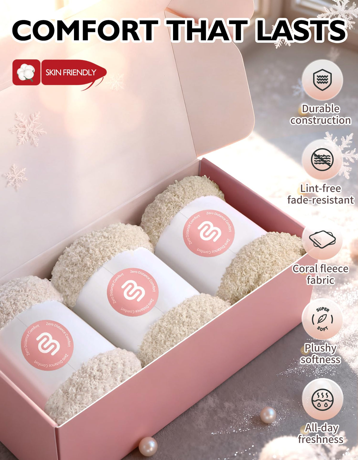CLOSEMATE Womens Fuzzy Calf Socks, Cozy Cloud Socks Gift Box Set, 3 Pairs 🍁 All In One Marketplace Canada