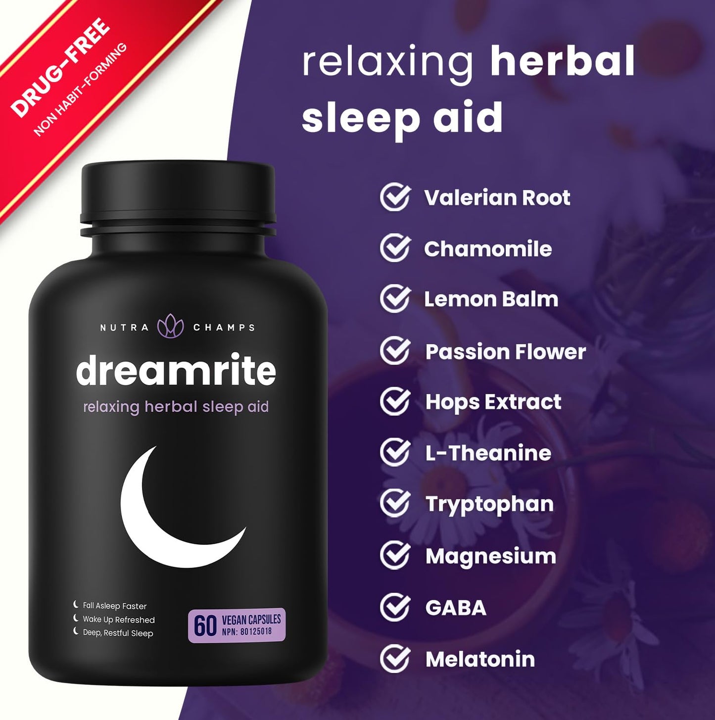 10-in-1 Sleep Aid Supplement– Sleeping Pills with Melatonin, Valerian Root, Chamomile, Lemon Balm, L-Theanine, L-Tryptophan, GABA, Magnesium – Sleep Cycle Support - Available at All In One Marketplace Canada