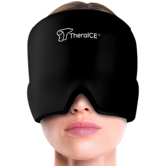 TheraICE Migraine Relief Cap | Soothing Headache Hat Ice Pack Mask | Face Cold Compress Cooling Gel Head Wrap Products for her Sinus Tension Stress Hangover & Puffy Eyes | Great Birthday Gift for Mom
