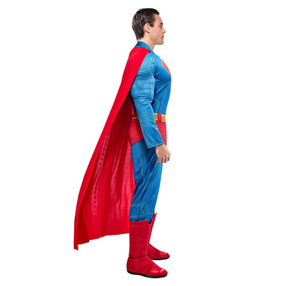 Rubies Men's Superman Deluxe Costume Jumpsuit with Shoe Covers and Cape, for Halloween and Themed Parties, X-Large