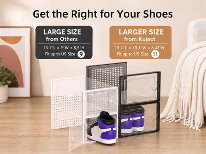Kuject X-Large Shoe Boxes Organizers Fit US Women Size 12 / Men Size 11