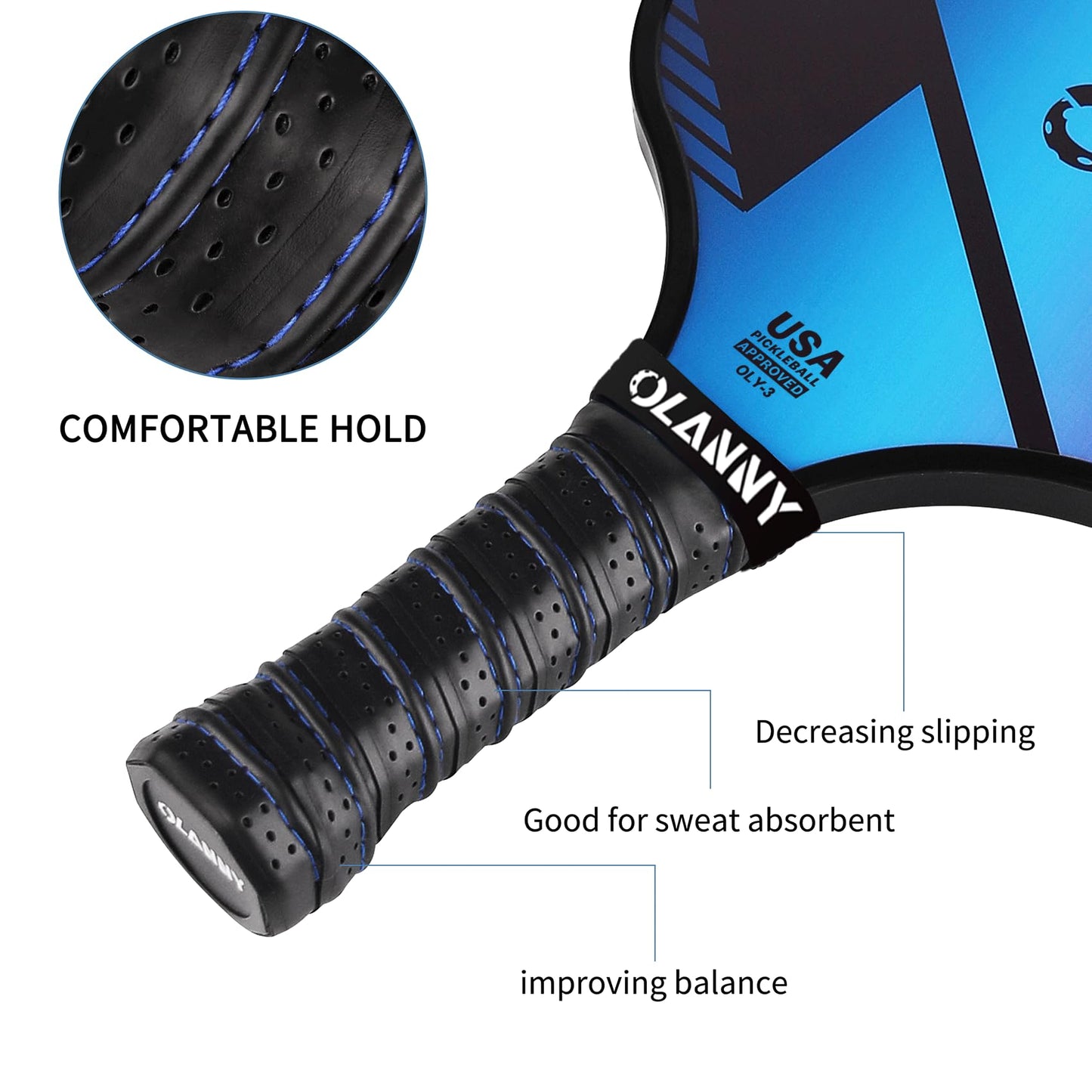 OLANNY Graphite Pickleball Paddles 4 Pack - Premium Rackets Fiber Face & Polymer Honeycomb Core Pickleball Set Includes 4 Pickleball Paddles + Balls+1 Bag (Gradient Pickleball Paddles)