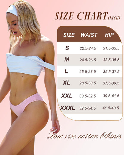 FINETOO 9 Pack Cotton Underwear for Women Sexy Low Rise Ribbed Hipster Breathable Soft Womens Bikini Panties Cheeky S-XL