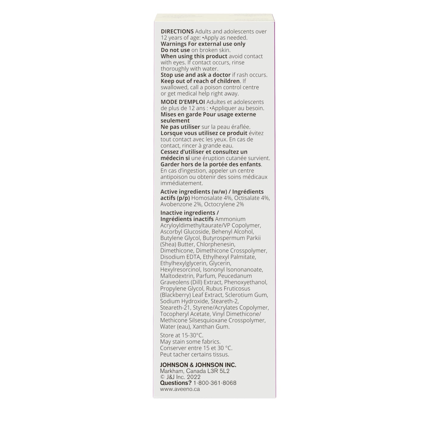 Aveeno Absolutely Ageless Daily Face Moisturizer with SPF 30 Sunscreen – Anti-Aging Wrinkle Cream with Blackberry Complex, Vitamins C & E – Hydrating Facial Moisturizer for Firmer Even Skin Tone 50 mL - Available at All In One Marketplace Canada