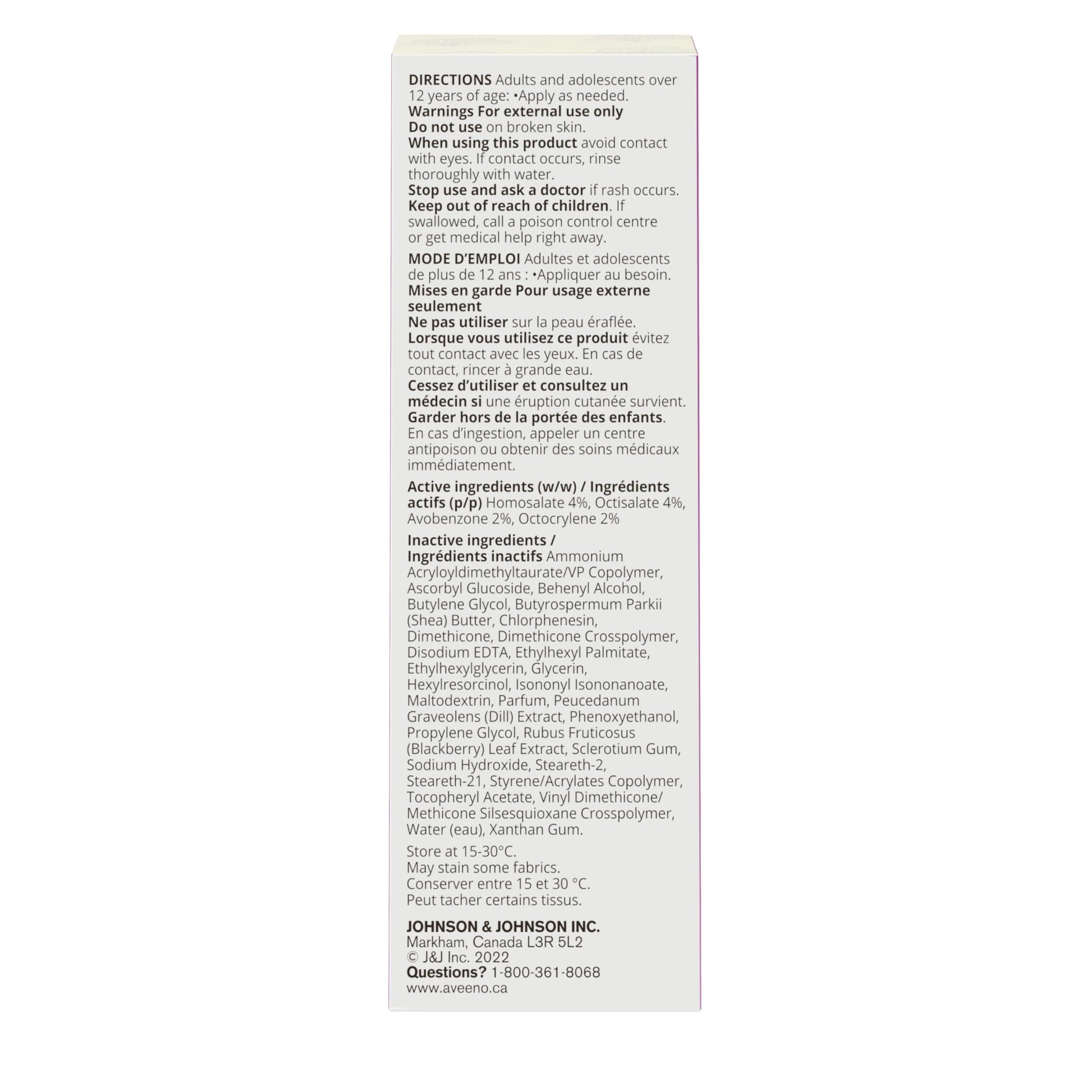Aveeno Absolutely Ageless Daily Face Moisturizer with SPF 30 Sunscreen – Anti-Aging Wrinkle Cream with Blackberry Complex, Vitamins C & E – Hydrating Facial Moisturizer for Firmer Even Skin Tone 50 mL - Available at All In One Marketplace Canada