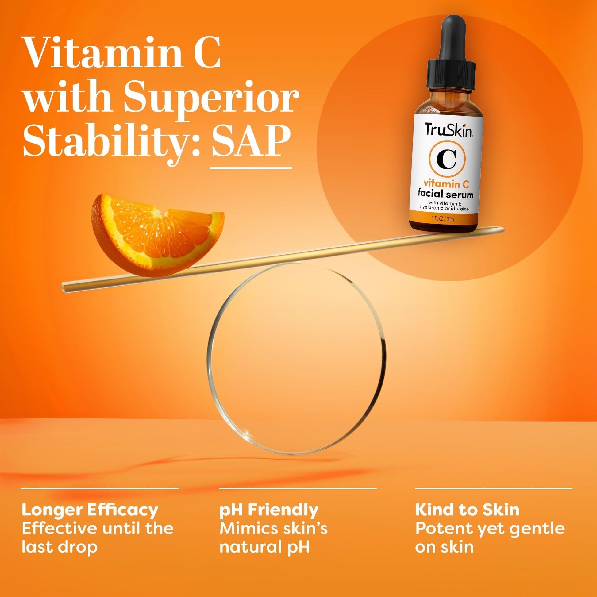 TruSkin Vitamin C Serum For Face – Anti Aging Formula with Vitamin C, Hyaluronic Acid, Vitamin E – Brightening Serum – Improve Appearance of Dark Spots, Tone, Fine Lines & Wrinkles, 1 Fl Oz - Available at All In One Marketplace Canada