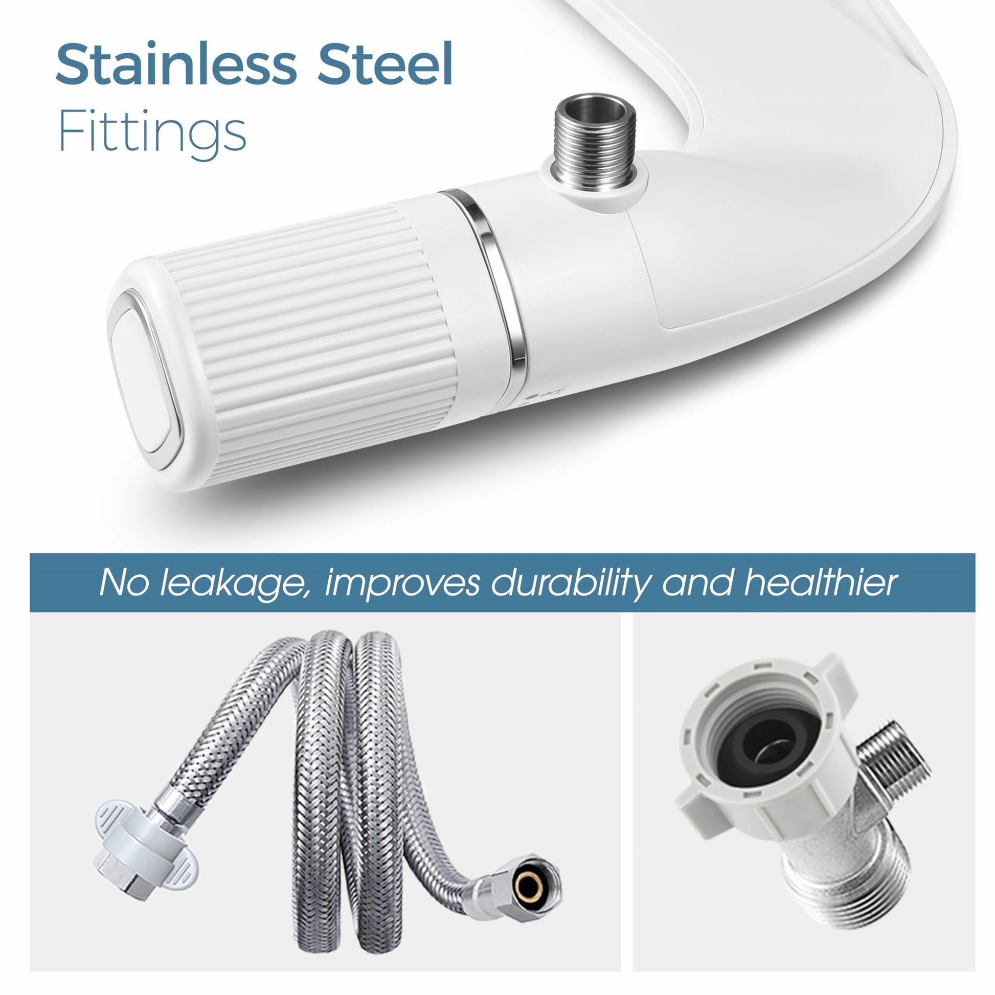 BIGCOW Bidet Attachment for Toilet, Ultra-Slim Dual Nozzle (Frontal & Rear Wash) Hygienic Toilet Bidet, Fresh Cold Water Pressure Adjustable Bidet Attachment with Stainless Steel Inlet - Available at All In One Marketplace Canada