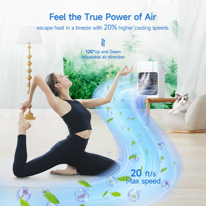 Portable Air Conditioners, 4 in 1 1200ML Personal Air Conditioner, Evaporative Air Cooler Fan with Remote, 7 RGB Light Modes, 3 Speeds & 2-8H Timer for Bedroom,Car,Nightstand, Office, Dorm, RV - Available at All In One Marketplace Canada