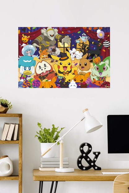 Pokémon : Fête d'Halloween - Affiche murale de groupe, 86,4 cm x 56,9 cm, version premium sans cadre