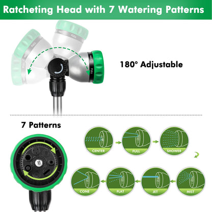 RESTMO Metal Watering Wand, Heavy Duty Garden Hose Wand with 180° Swivel Ratcheting Head, 16-Inch Hose Nozzle Sprayer with 7 Spray Patterns and Flow Control, Ideal to Water Hanging Baskets and Shrubs - Available at All In One Marketplace Canada