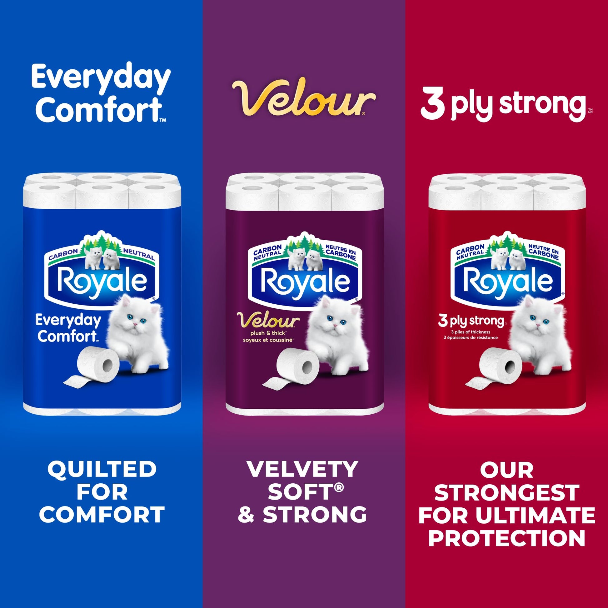 Royale 3-Ply Strong Toilet Paper, 48 Equal 96 Rolls, 165 Bathroom Tissues per roll - Available at All In One Marketplace Canada