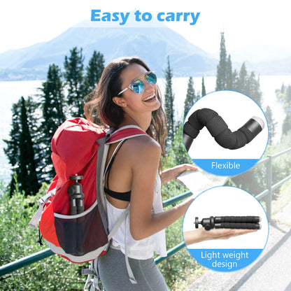 UBeesize Phone Tripod, Portable and Flexible Tripod with Wireless Remote and Universal Clip, Compatible with All Cell Phones/Cameras, Cell Phone Tripod Stand for Video Recording (Black)