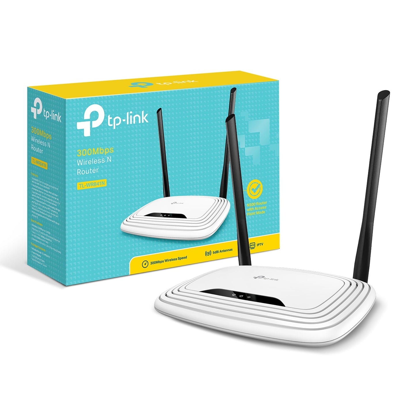 TP-Link N300 WiFi Router (TL-WR841N) - 2 x 5dBi High Power Antennas, Supports Access Point, WISP, Up to 300Mbps TP-Link