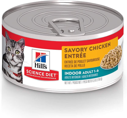 Hill's Science Diet Adult Indoor Canned Cat Food, Savory Chicken Entrée, 5.5 oz, 24 Pack Wet cat Food Hill's Science Diet