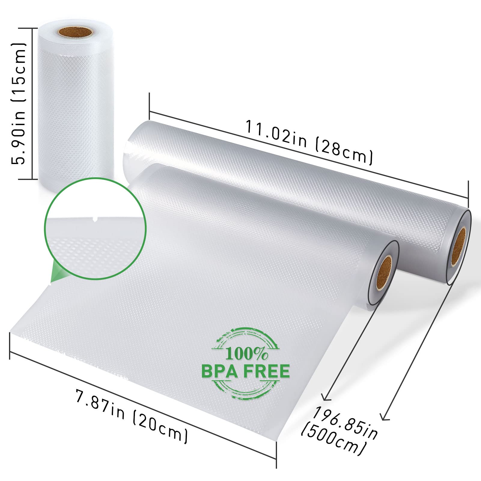 Food Vacuum Sealer Bag Rolls: KitchenBoss 6 Rolls Food Saver Bags,6 8 11 inch Sous Vide Bags Rolls with BPA Free, Commercial Grade Vac seal Bags for All Vacuum Sealer - Available at All In One Marketplace Canada