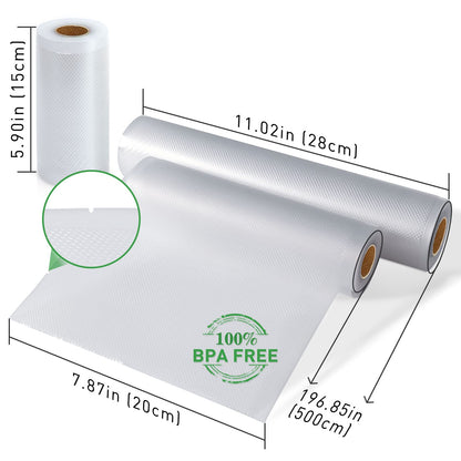 Food Vacuum Sealer Bag Rolls: KitchenBoss 6 Rolls Food Saver Bags,6 8 11 inch Sous Vide Bags Rolls with BPA Free, Commercial Grade Vac seal Bags for All Vacuum Sealer - Available at All In One Marketplace Canada
