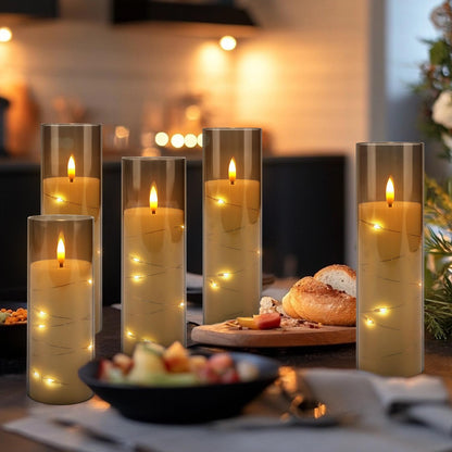 Pack of 24 Flickering Flameless Candles with Remote and 2/4/6/8 H Timer Led Embedded Light String Grey Candles(D2.17 x H 5" 6" 7") Moving Wick Candles for Christmas & &Wedding & Home Decor... 🍁 All In One Marketplace Canada