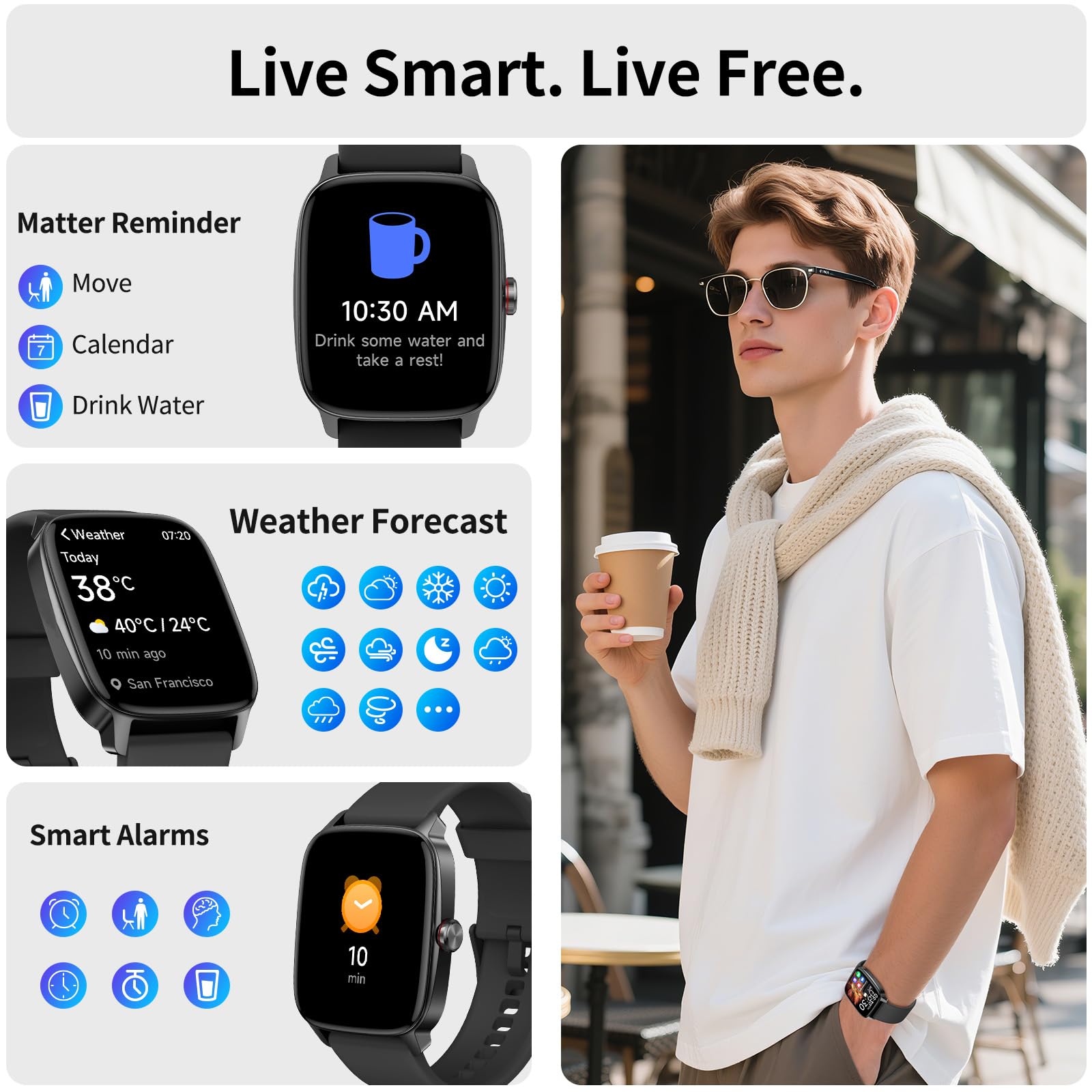 Smart Watch for Men Women, Bluetooth Call Smartwatch with AI Voice, 1.85" HD Fitness Watch, Heart Rate/Steps/Sleep Monitor, 100+ Sports Modes, IP68 Waterproof Watch for Android iOS - Available at All In One Marketplace Canada
