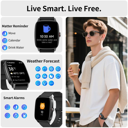 Smart Watch for Men Women, Bluetooth Call Smartwatch with AI Voice, 1.85" HD Fitness Watch, Heart Rate/Steps/Sleep Monitor, 100+ Sports Modes, IP68 Waterproof Watch for Android iOS - Available at All In One Marketplace Canada