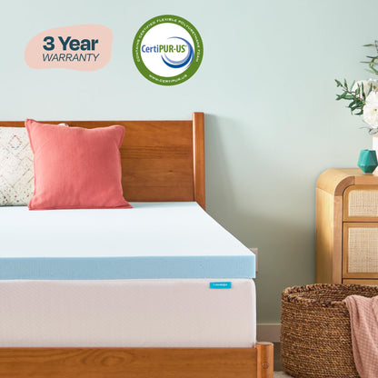 Linenspa 3 Inch Memory Foam Mattress Topper, Gel Infused Twin Mattress Topper, CertiPUR-US Certified