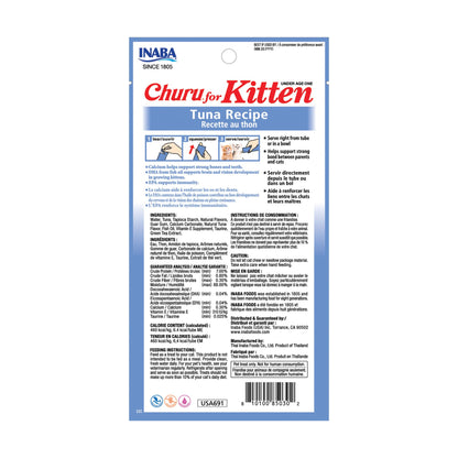 INABA Churu for Kittens, Creamy, Purée Lickable Cat Treats with DHA, EPA, Vitamin E & Taurine, 14 Grams Each, 24 Tubes (4 per Pack), Tuna Recipe 🍁 All In One Marketplace Canada