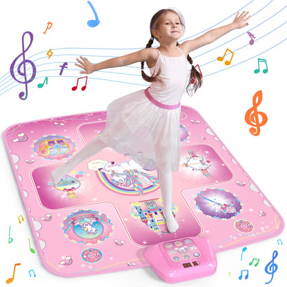 GirlsHome Dance Mat - Unicorn Toys for Girls Electronic Dance Pad with 5 Game Modes, Built-in Music, Touch Sensitive Light Up LED Kids Musical Mat, Christmas & Birthday Gift for Toddler Girls 3-12 🍁 All In One Marketplace Canada