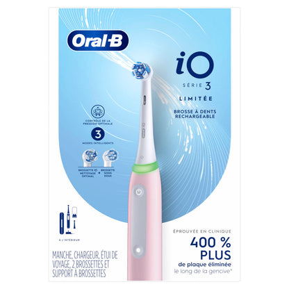 Oral-B iO Electric Toothbrush, Series 3 Limited with (2) Brush Heads, Rechargeable, Azalea Pink Oral-B